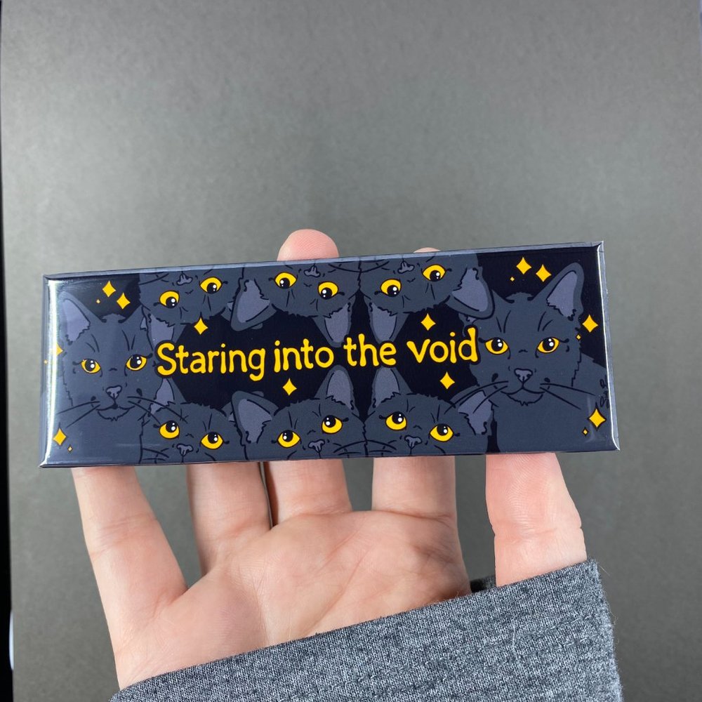 Black Cat Void Magnet Handmade Retro Kitchen Office Decor Gift 1.5x4.5" - Picture 2 of 6